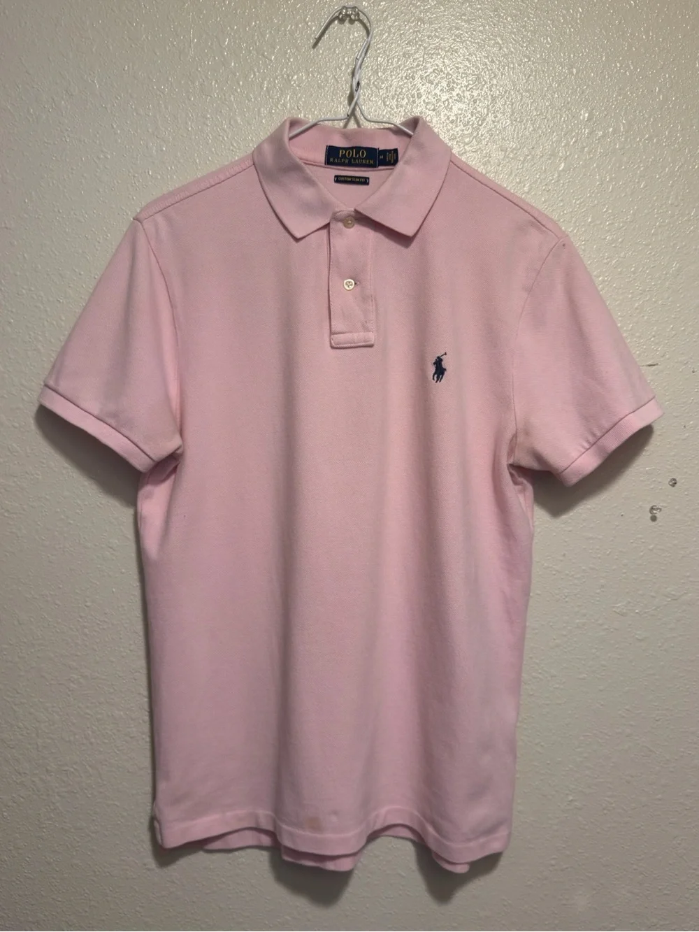 Ralph Lauren Men’s Light Pink Polo Shirt with Navy Pony